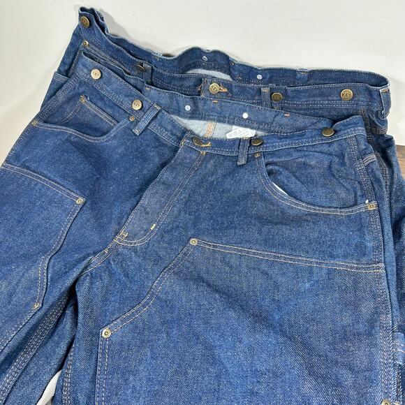 Key Mens Double Front Knee Blue Jeans 40x34 Carpenter Utility Suspender Logger - Picture 7 of 11